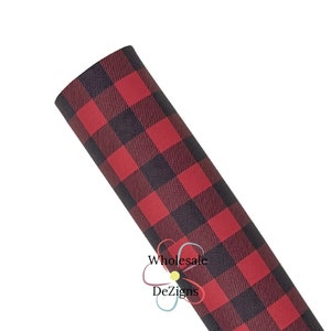 Red and Black Buffalo Plaid Faux Leather, Christmas Leather Sheets, Flannel Craft Sheets, Gingham Print, DIY Bows Earrings & More