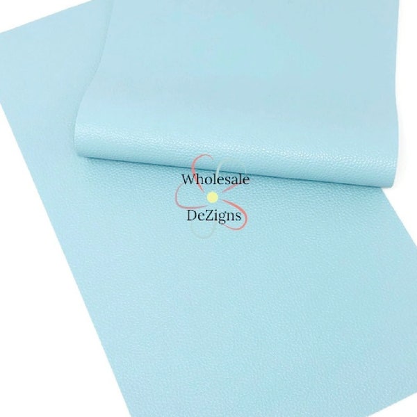 Light Blue Textured Faux Leather Sheet Litchi Synthetic Vinyl Sheets Aqua Blue 8" x 13.5" Fabric DIY Hair Bows Earrings