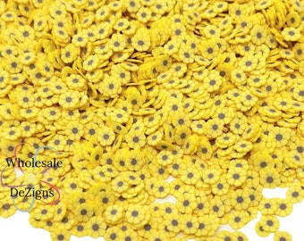 SUNFLOWER Clay Sprinkles | Yellow Black Sunflowers | Floral Summertime Flowers Shaker Resin Nail Deco Fimo Slime Filler Mini Polymer Clay