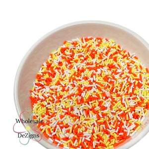 Candy Corn Sprinkles, Halloween Clay, Clay for Shakers, Fall Colored Clay, Orange Yellow White Mixed Sprinkles, Fall Clay, Mini Polymer Clay