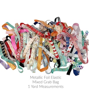 Huge Elastic Mixed Grab Bag Print Metallic Fold Over Elastic FOE 5/8&quot; Headbands Hair Ties Random Foil Prints Mystery Sample Lots of Designs