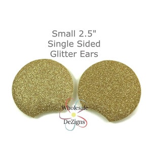 Small Gold Glitter Mouse Ears, Gold Glitter Mouse Ears, Gold Mouse Ears, Mouse Ears for Headband, DIY Mouse Ears, 2.5&quot; Mouse Ears, 1 Pair