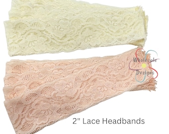Peach Headbands, Elastic Lace, Elastic Headbands, Peach Garter, Headbands, Lace Headbands, Wholesale Headbands, 2 inch Stretch Headbands, 2"