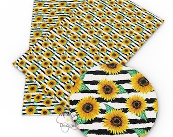 Sunflower Leather, Floral Craft Sheets, Faux Leather, Floral Leather, Sunflower Applique, Sun Flower Craft Material, Leather Supplier
