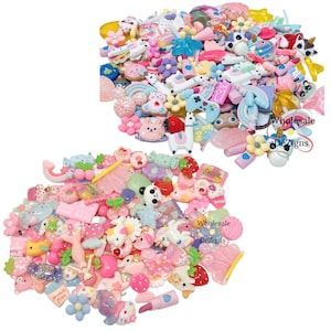 Grab Bag of Girl Themed Princess Resins - Cabochons - Kawaii Girly Themed Plastic Charms Decoden Acrylic Charms for Slime Crafts Supplies