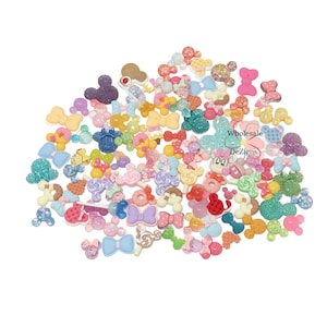 Mystery Grab Bag Minnie & Mickey Mouse Inspired Resins Cabochons Themed Mouse Heads Plastic Decoden Acrylic Charms for Slime Crafts No Holes