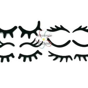 Black Felt Eyelashes Appliques Lashes Embellishment  2&quot; - 2.25&quot;  Feltie Animal Costume Craft Unicorn Party & Cake Decoration DIY - 1 Pair