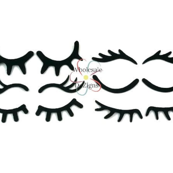 Black Felt Eyelashes Appliques Lashes Embellishment  2" - 2.25"  Feltie Animal Costume Craft Unicorn Party & Cake Decoration DIY - 1 Pair