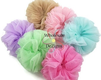 Soft Tulle Flowers - Twirl Ballerina Flowers - 3.5" Soft Mesh Rosette - Shabby Mesh - Super Fluffy & Full - Your Choice - 3.5 inch