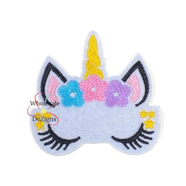 Unicorn Felt Patch - Appliques Lashes Horn Iron On 2.75" - Iron On Feltie Animal Ears Flowers Unicorn Party Cake Craft Clothing Decoration