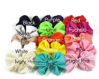 Chiffon Fabric Bows You Choose 4" DIY Headband Hair Clip Solid Colored Hair Bow Tan Grey Red Teal Blue White Ivory Light Pink Peach  & More