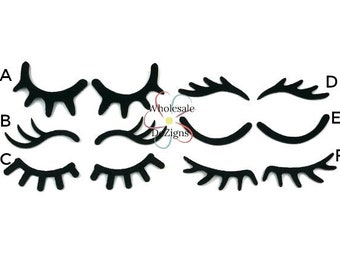 Black Felt Eyelashes Appliques Lashes Embellishment  2" - 2.25"  Feltie Animal Costume Craft Unicorn Party & Cake Decoration DIY - 1 Pair