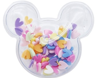 Mouse Shakers -  Rainbow Colored Clay Hearts in a Mouse Head Shaped Confetti Shakers Glitter Sequins Puffy Inflated Plastic Shakers 2"