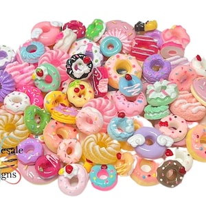 Grab Bag of Donut Resins - Cabochons - Frosted Iced Donuts Plastic Charms Acrylic Doughnut Decoden Acrylic Charms for Slime - DIY Crafts