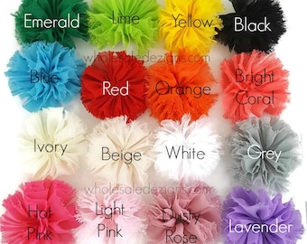 Frayed Twirl Flower - 3" - Ballerina Twirling Flowers - White, Ivory, Light Pink, Beige, Red, Grey, Blue, & More - 3 inches - You Choose