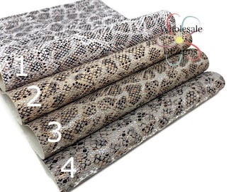 Snake Skin Faux Leather, Snake Print Vegan Leather, Textured Snake Sheet, Vegan Animal Print Leather Sheets, Wholesale Craft Material