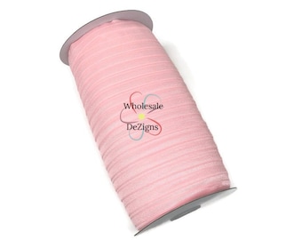 Light Pink Fold Over Elastic, 5/8" DIY FOE, Elastic for Headbands Hair Ties Sewing, Baby Wedding Elastic, 5 and 10 Yards, Wholesale Supplies