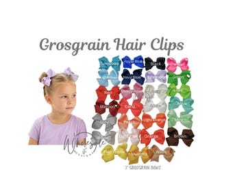 Fabric Hair Bow with Clip, Grosgrain Bows, Small 3" Ribbon Bows, Bows for Baby, Hair Bows for Dogs, Gift for Baby, Present for Girl, U Pick