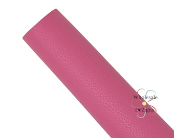 Pink Textured Litchi Faux Leather Sheet, Hot Pink Synthetic Vinyl Sheets, DIY Hair Bows Earrings and More