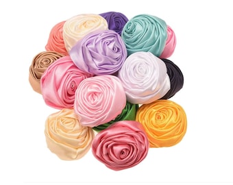 Satin Roses, Rolled Rosette Flowers, Fabric Rolled Rose, Craft Flowers, Flower Crafts, Satin Rosette, DIY Wholesale Flowers, 1.5" - 2"
