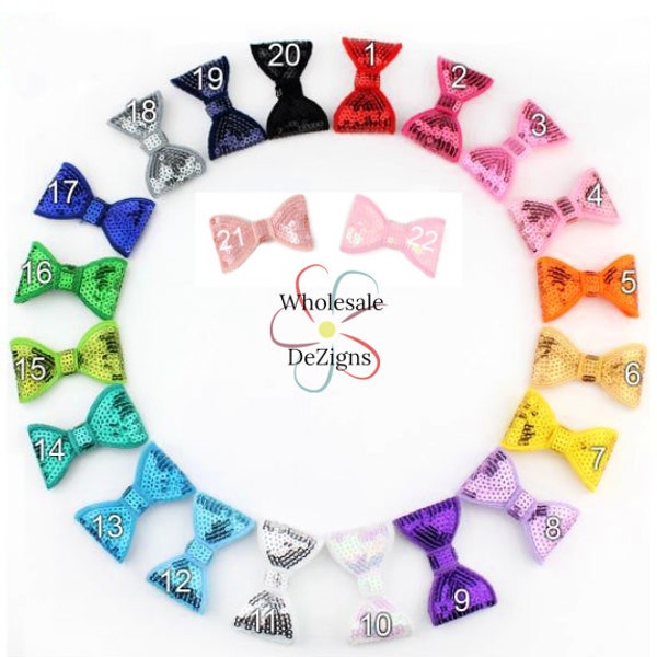 Sequin Bows Appliques - Wholesale 2" Sequined Bows 2 inch - You Choose Color & Quantity - Mini Bows