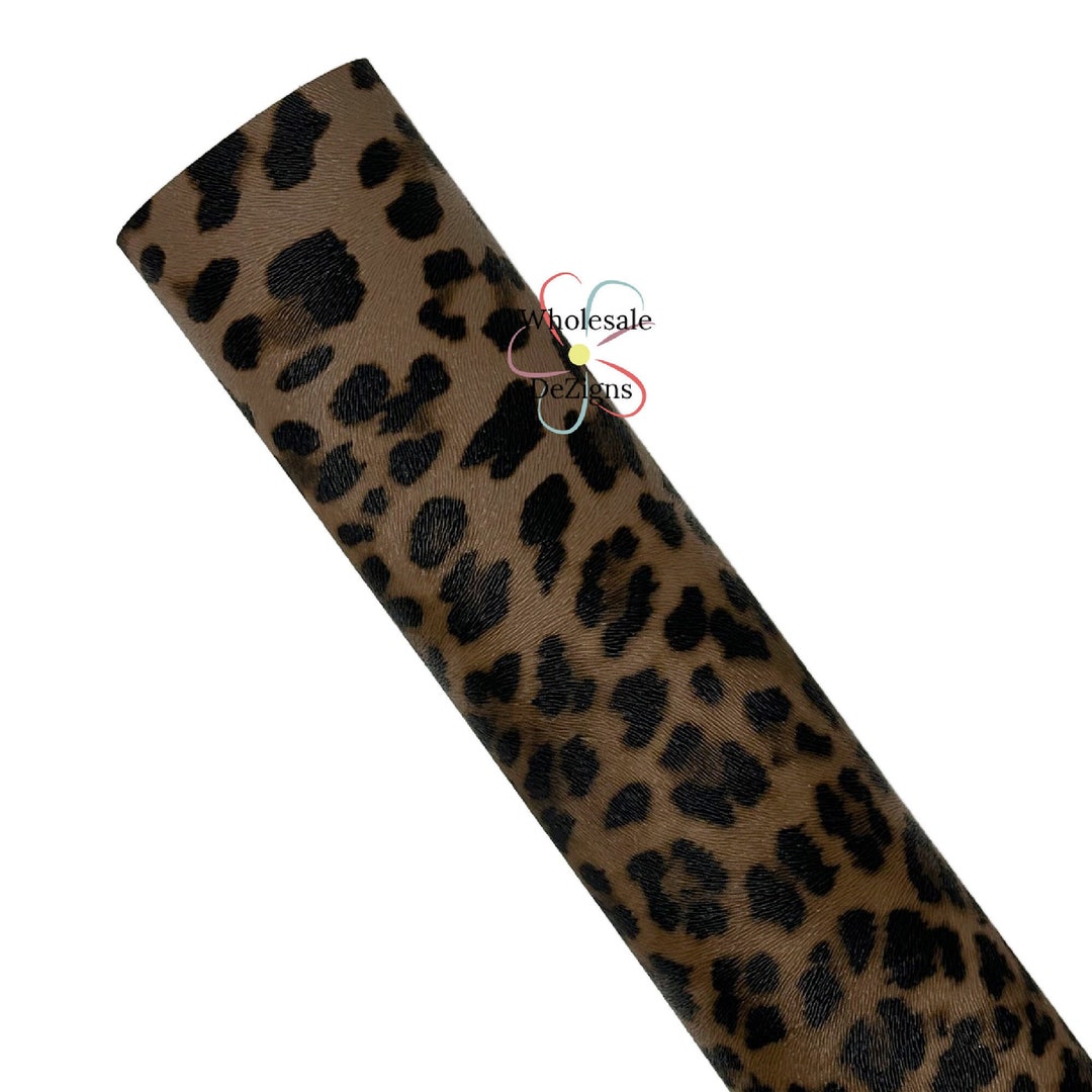 Leopard Print Faux Leather Sheet, Cheetah Black Brown Animal Print ...