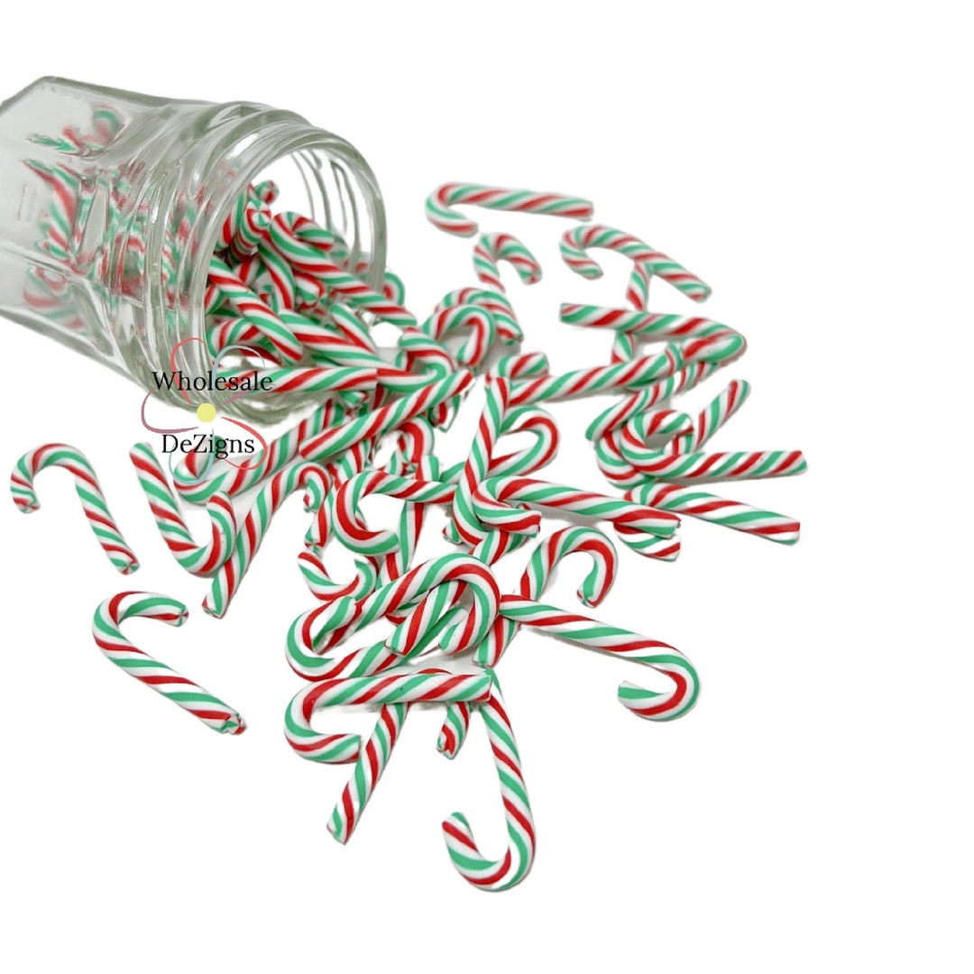 Small Red & Green Candy Cane Resins Winter Cabochons Clay Etsy