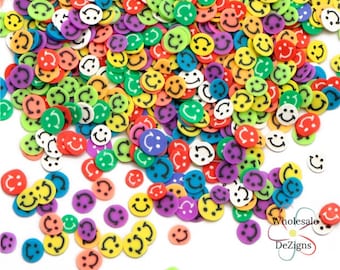 Happy Face Clay Sprinkles, Smiley Face Rainbow Confetti for Shakers, Nail Deco, Slime Filler, Party Decoration