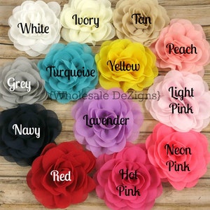 Silk Chiffon Rose Wholesale Rosette Flowers Rose Flower 3 Red, White, Ivory, Peach, Tan, Lavender, Turquoise, Navy & More image 1
