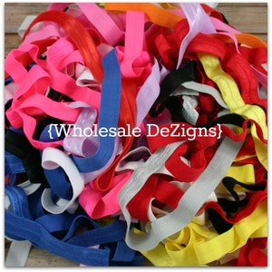 Elastic Grab Bag, Mystery Bag of Solid Colored Fold Over Elastic, 5/8&quot; FOE, DIY Mixed Bag of Elastic for Headbands Hair Ties, Sewing Crafts