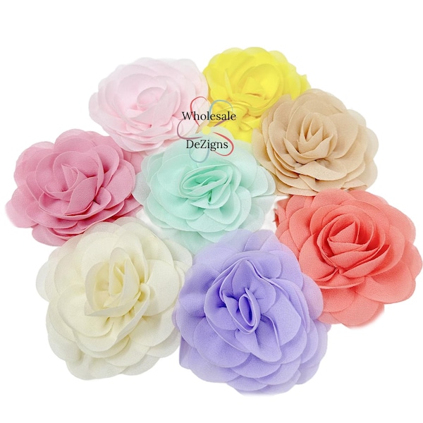 Chiffon Roses, Fabric Flowers, Rosettes, Rose Flowers, Chiffon Rose, Craft Flowers, Silk Roses, Headband Flowers, Wholesale Flower, 3"