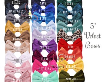 Velvet Fabric Bows, Velvet Bow, 5" Velvet Bow, Velour Headband Bow, Bow for Mouse Headband, Hair Bows for Kids, Hair bows for Mouse ears
