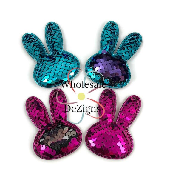 Reversible Sequins Bunnies Hot Pink Blue Turquoise Silver Etsy