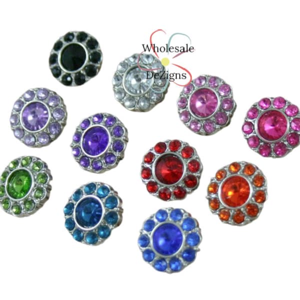 Rhinestone Buttons 18mm Acrylic with Shank Loop Hot Pink Purple Clear Green Lilac Red Blue Pink Black Turquoise Orange DIY Button