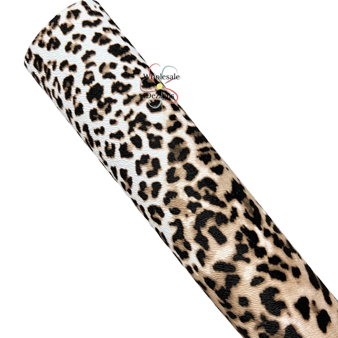 Leopard Print Faux Leather Sheet - Cheetah White Black Brown Animal ...