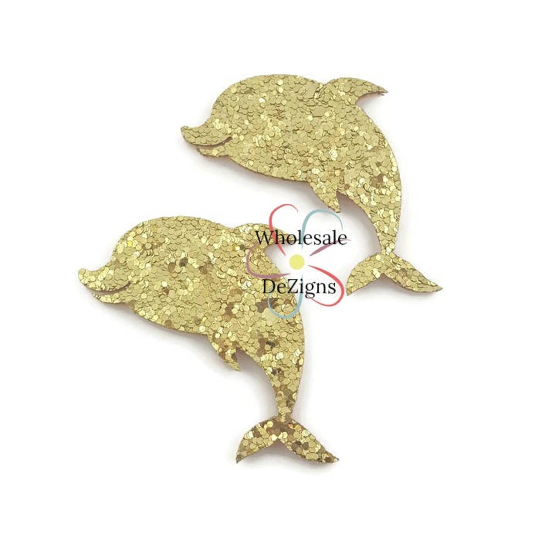 Gold Dolphin Glitter Felties Appliques Felt Patch Dolphins Fish Party Feltie DIY Hair Clip