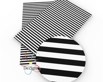 Black Striped Leather, Black and White Leather, Striped Leather, Striped Faux Leather Sheets, White and Black Striped Leather, DIY Material