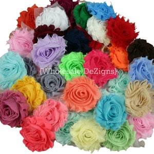 Grab Bag of Solid Colored Flower, 2.5&quot; Sample Bag of Chiffon Roses, Mixed Bag of Craft Flowers, Mystery Small Mesh Rosettes for Headbands