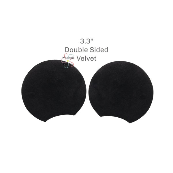 Black Velvet Mouse EARS - Double Sided Fur Soft Padded Appliques Puffy Fabric Headband Hair Clip DIY Mouse Headbands Large 3.3" - 1 Pair