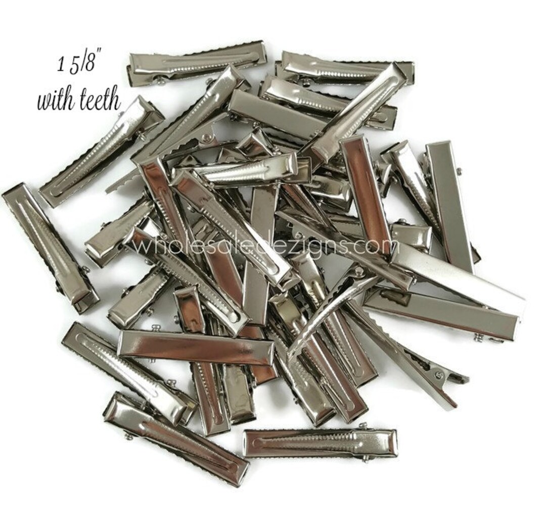 Alligator Hair Clips With Teeth 38mm Single Prong 1.5 Metal Flat Top Lead Free DIY Supplies 5 10