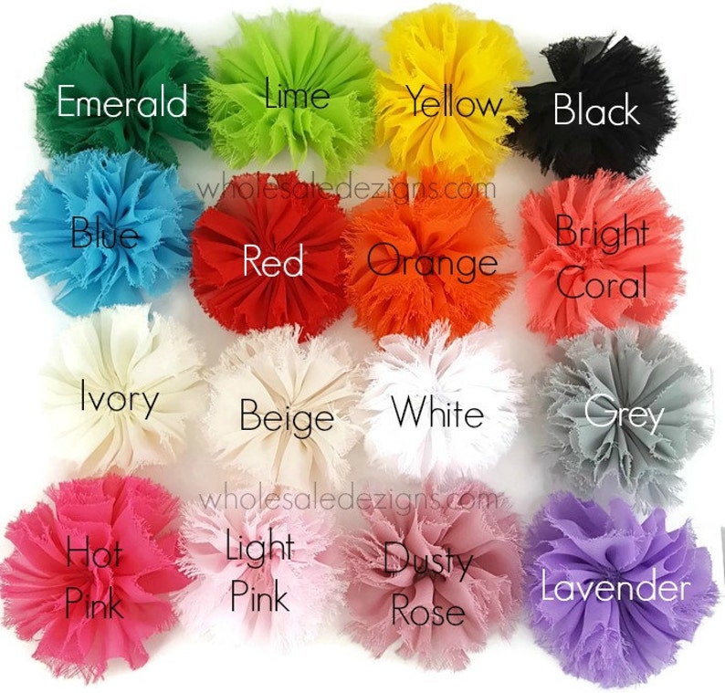 Frayed Twirl Flower 3 Ballerina Twirling Flowers White, Ivory, Light Pink, Beige, Red, Grey, Blue, & More 3 inches You Choose image 1