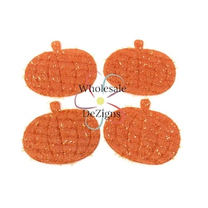 Orange Pumpkin Felt Applique with Gold Tinsel Tee Shirt Clothing Decoration 2.25&quot; Halloween Decoration Headband DIY Hair Clip