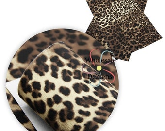 Leopard Print Faux Leather, Animal Print Fabric in Black Brown and Cream Tones, Cheetah Craft Leather for DIY Hair Bows Earrings and More!