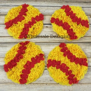 Softball Applique, Fabric Softballs, Softball Patch, Softball Patch for Clothes, Soft Ball Applique, Sports Applique, 3&quot; Softballs