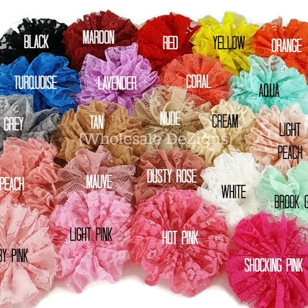 Lace Chiffon Twirl Flowers - 3 inch - Super Soft Rosette - Ballerina Flower - You Choose Quantity and Color - 3"