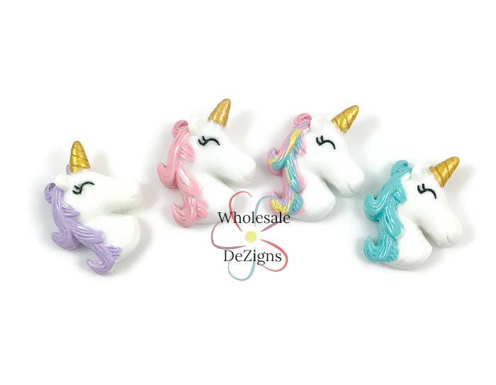 Unicorn Heads - Resins Gold Horns - White Pink Lavender Rainbow Aqua …