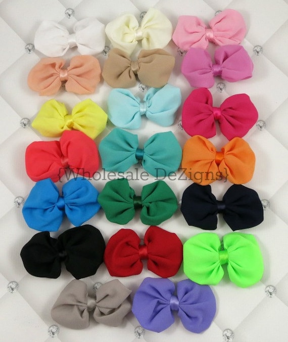 3 pieces White 2/" shabby chiffon bow DIY headbands