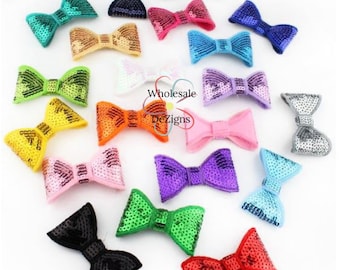 Sequin Bows Appliques - Wholesale 2" Sequined Bows 2 inch - You Choose Color & Quantity - Mini Bows