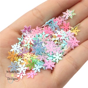 Pastel Iridescent Snowflakes Confetti, Plastic Snow Flakes Sprinkles, Winter Shaker Filler, Snowflake Table Scatters, DIY Winter Crafts
