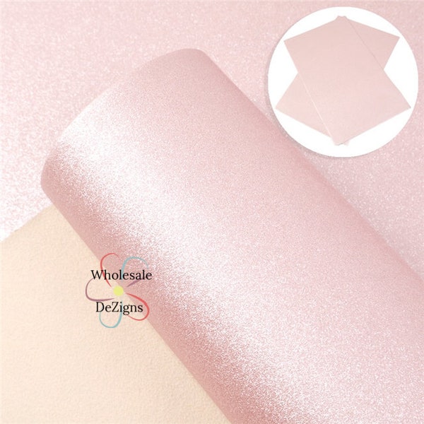 Light Pink Pearl Faux Leather Sheet Synthetic Sheets Sparkling Sparkle Glittery Glitter 8" x 13" Fabric DIY  Craft Material